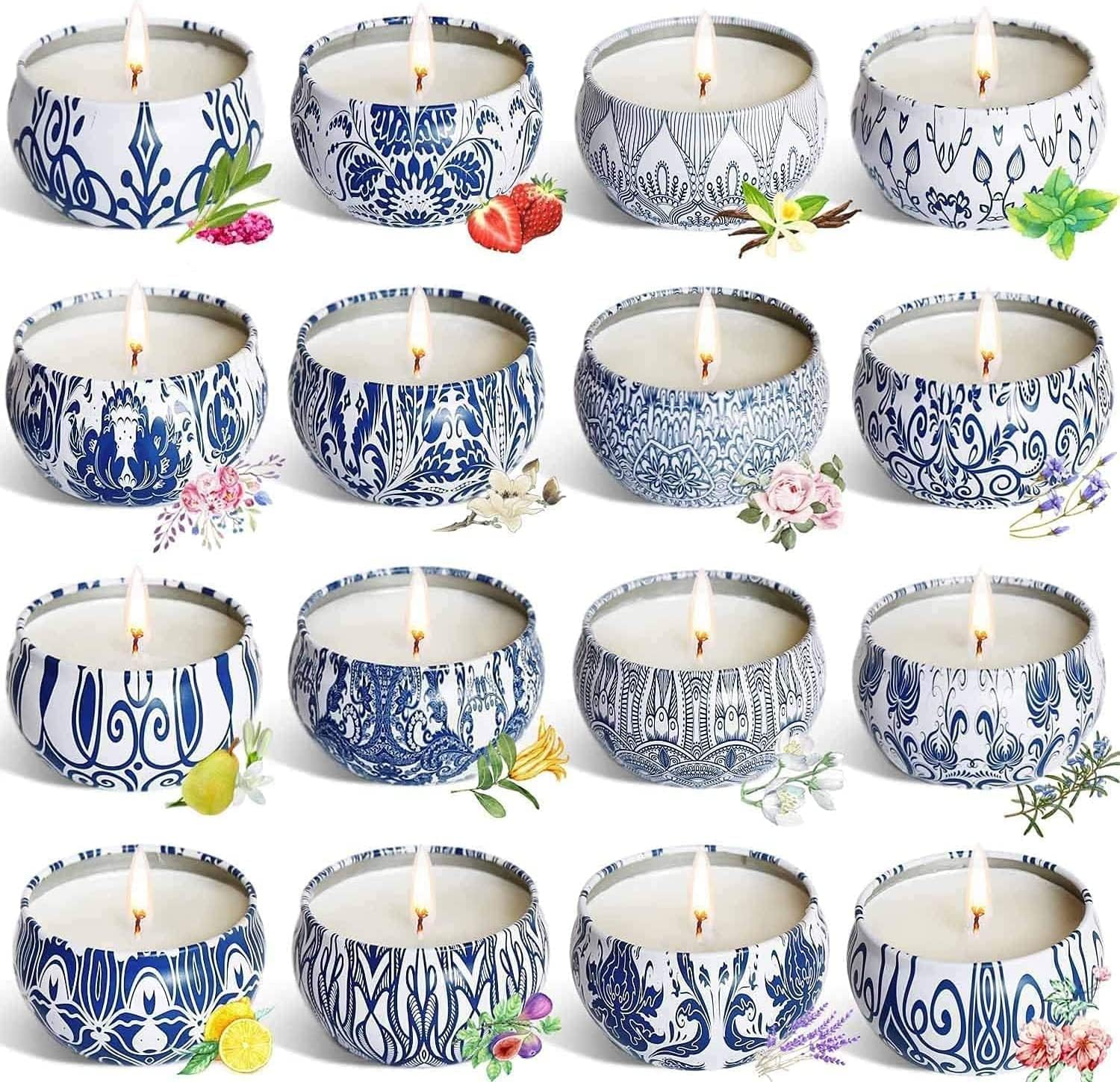 Soy Wax Blue Scented Candle — Set of 36 — 16 Pack Blue