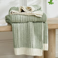 Knit Luxe Beige Throw Pillow — 50" — Two-tone Sage Green