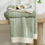 Knit Luxe Beige Throw Pillow — 50" — Two-tone Sage Green