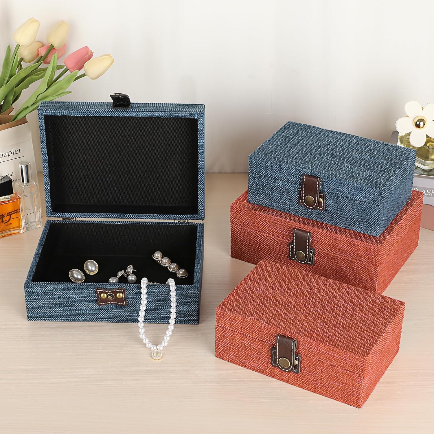 Linen Blue Storage Basket - View 6