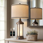 USB Farmhouse Black Table Lamp — 25" - View 2