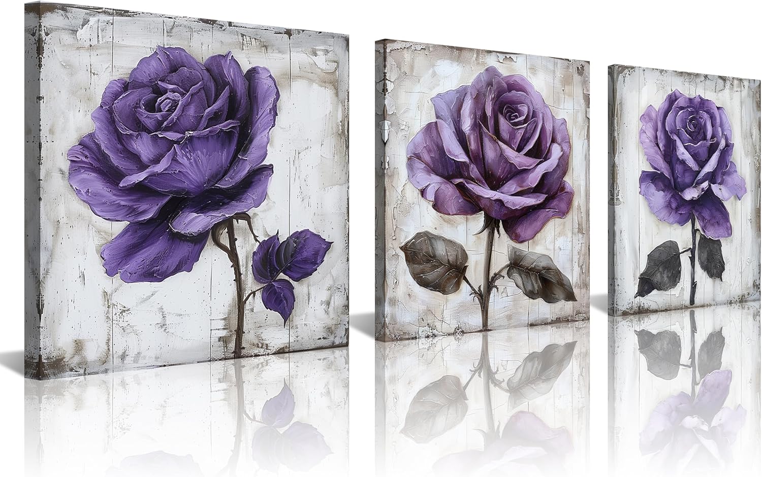 Vintage Beige Canvas Wall Art — 12" — 16 x 16 inches (3-Piece Set)