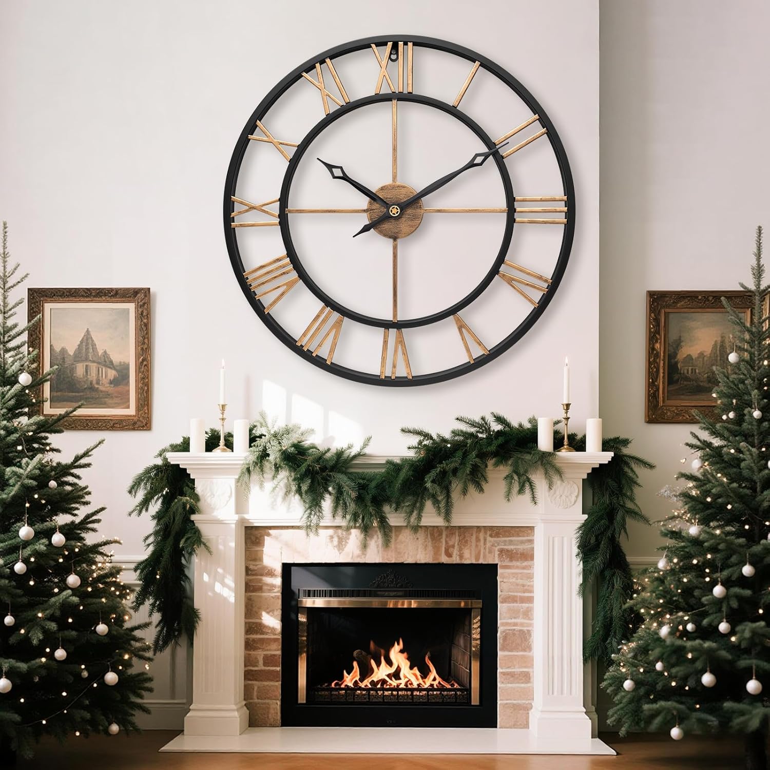 Oversized Luxe Black Wall Clock — 24" - View 3
