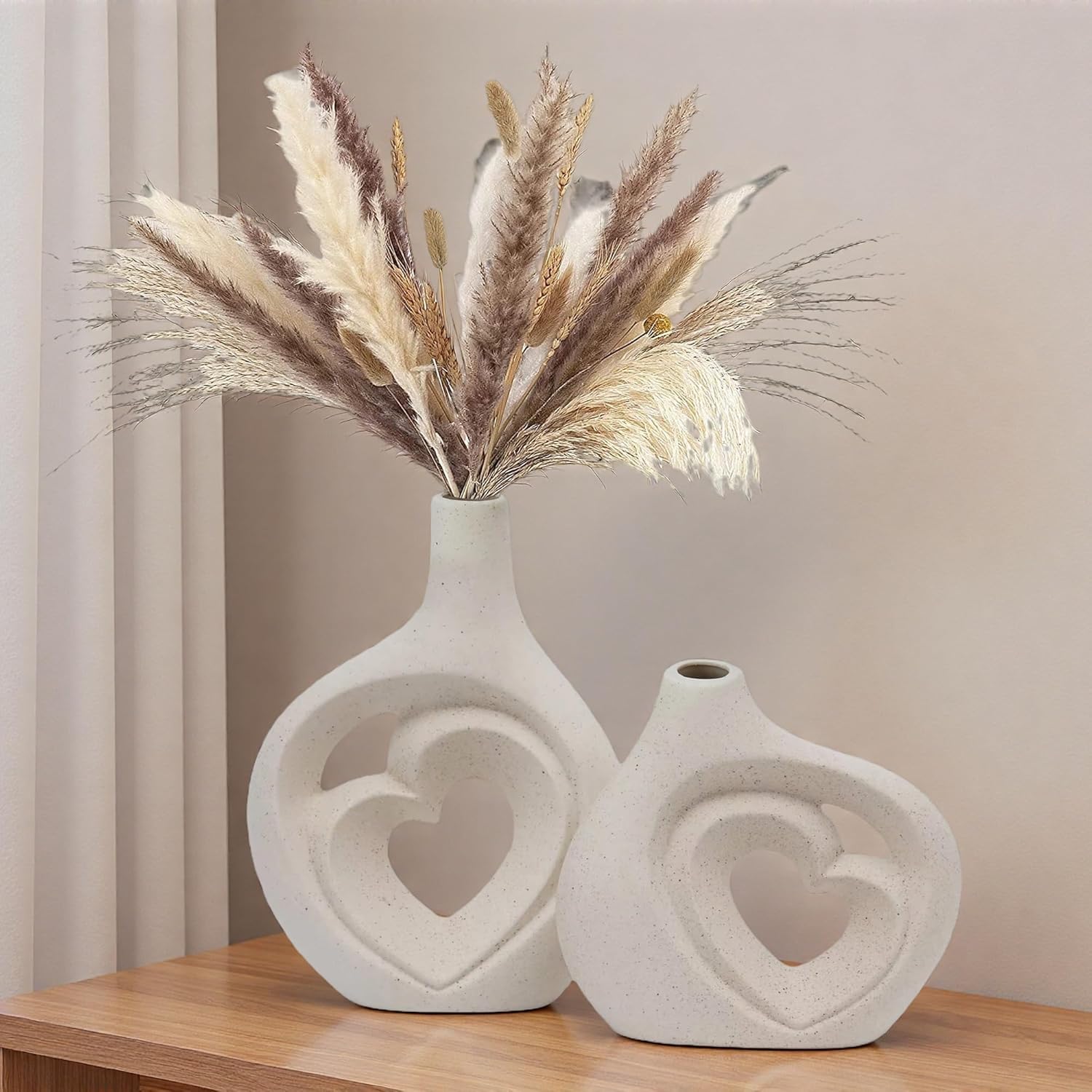 Modern Beige Flower Vase — 9.7" — Cream White
