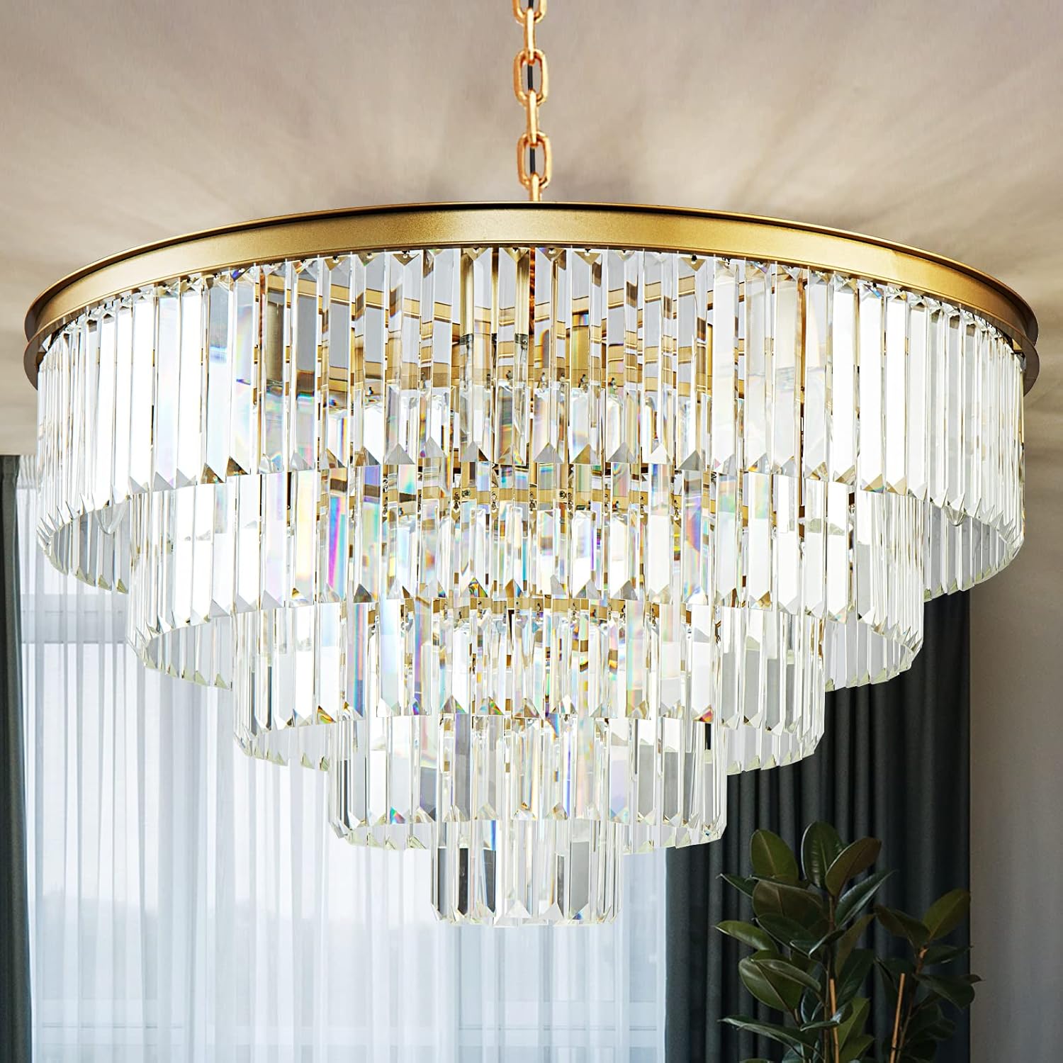 Adjustable Luxe Black Chandelier — 5-Tier
