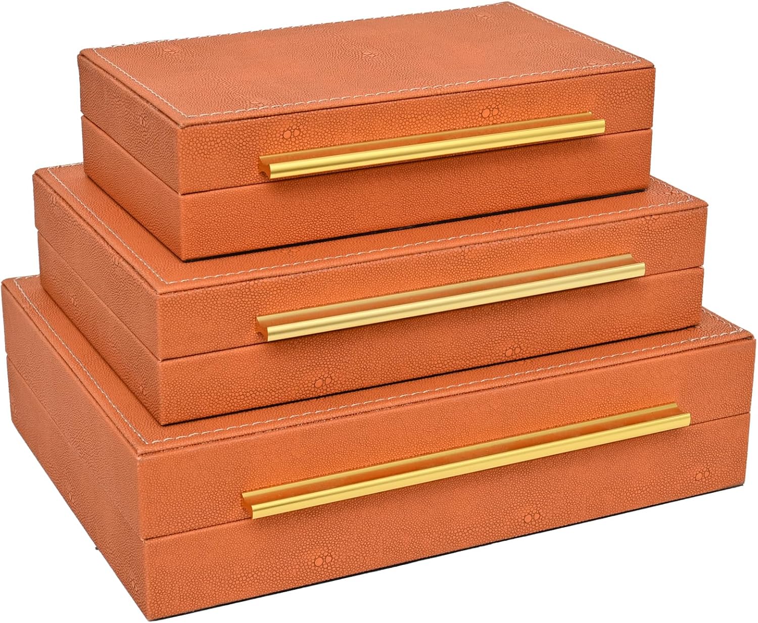 Velvet Luxe Black Storage Basket — Set of 3 — Burnt Orange