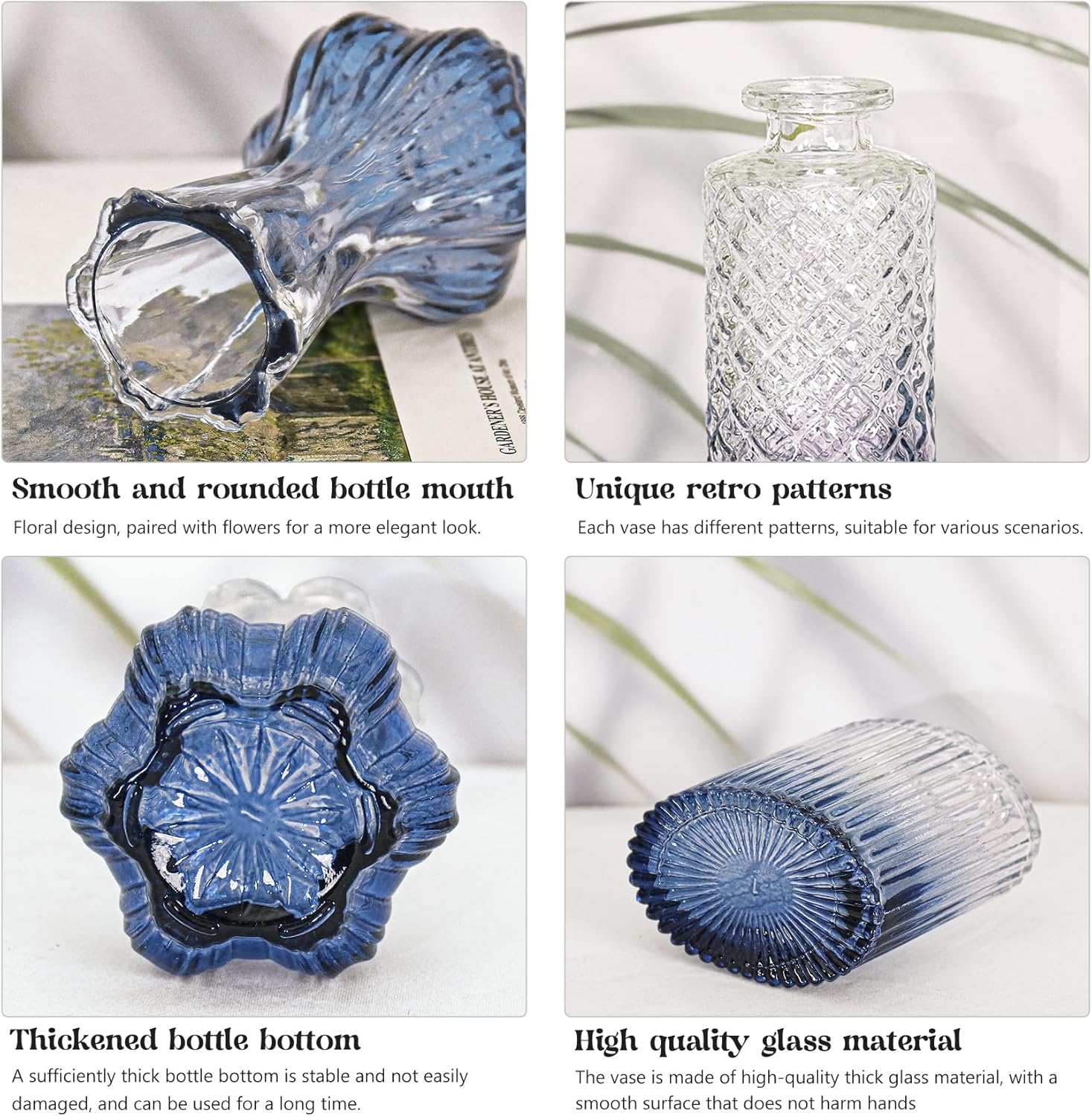 Vintage Farmhouse Blue Flower Vase — Set of 4 - View 4