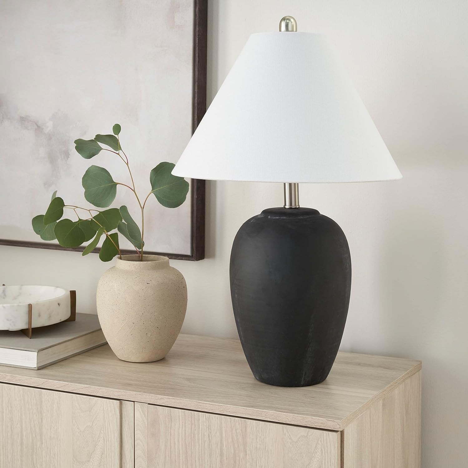 Vintage Farmhouse Beige Table Lamp — 23" — 1 Lamp - Empire Shade