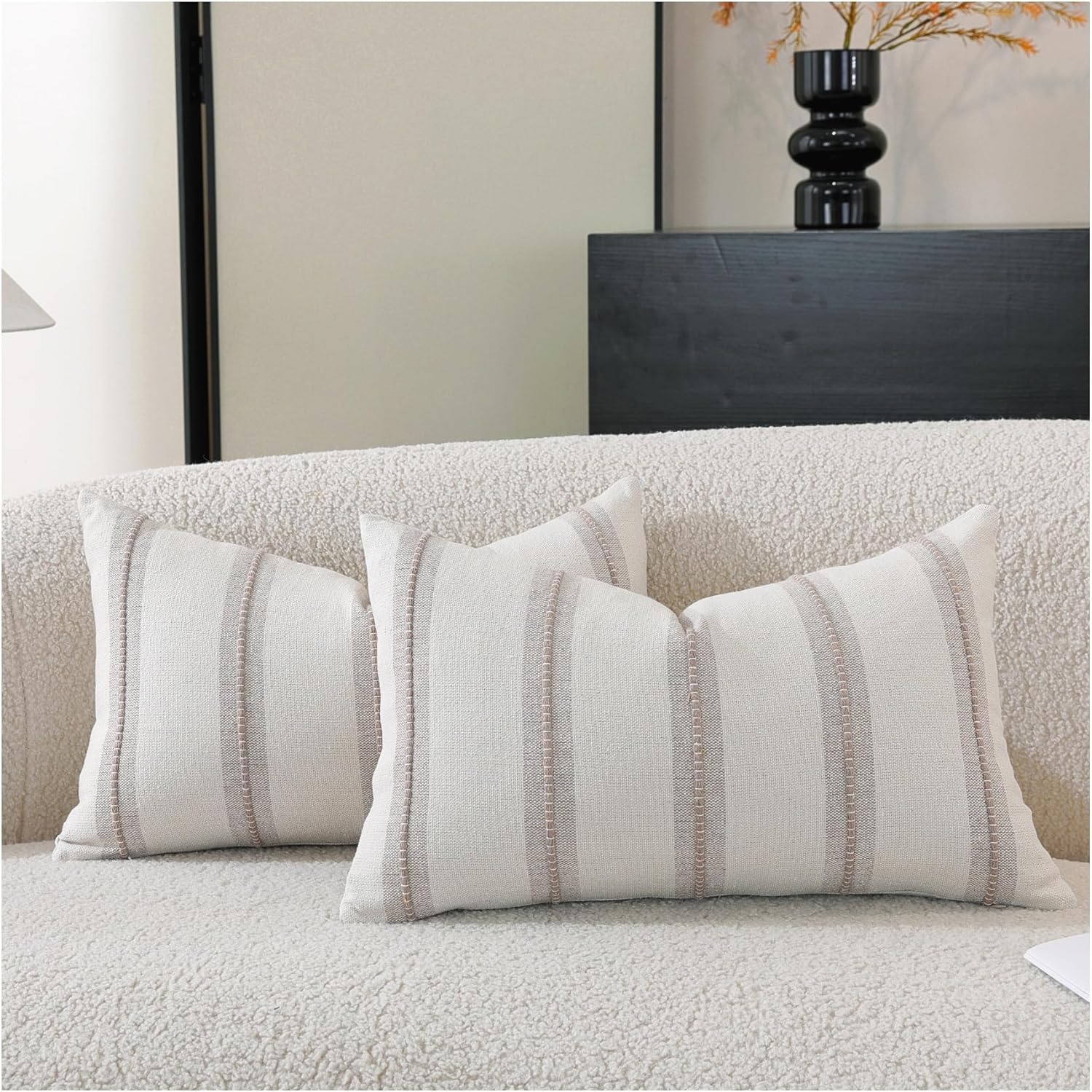 Boho Beige Throw Pillow Cover — 18" — Taupe
