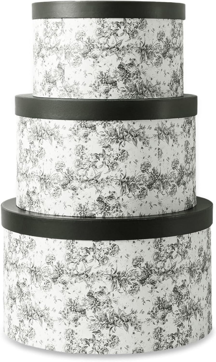 Round Boho Beige Home Decor — Set of 3 — Floral