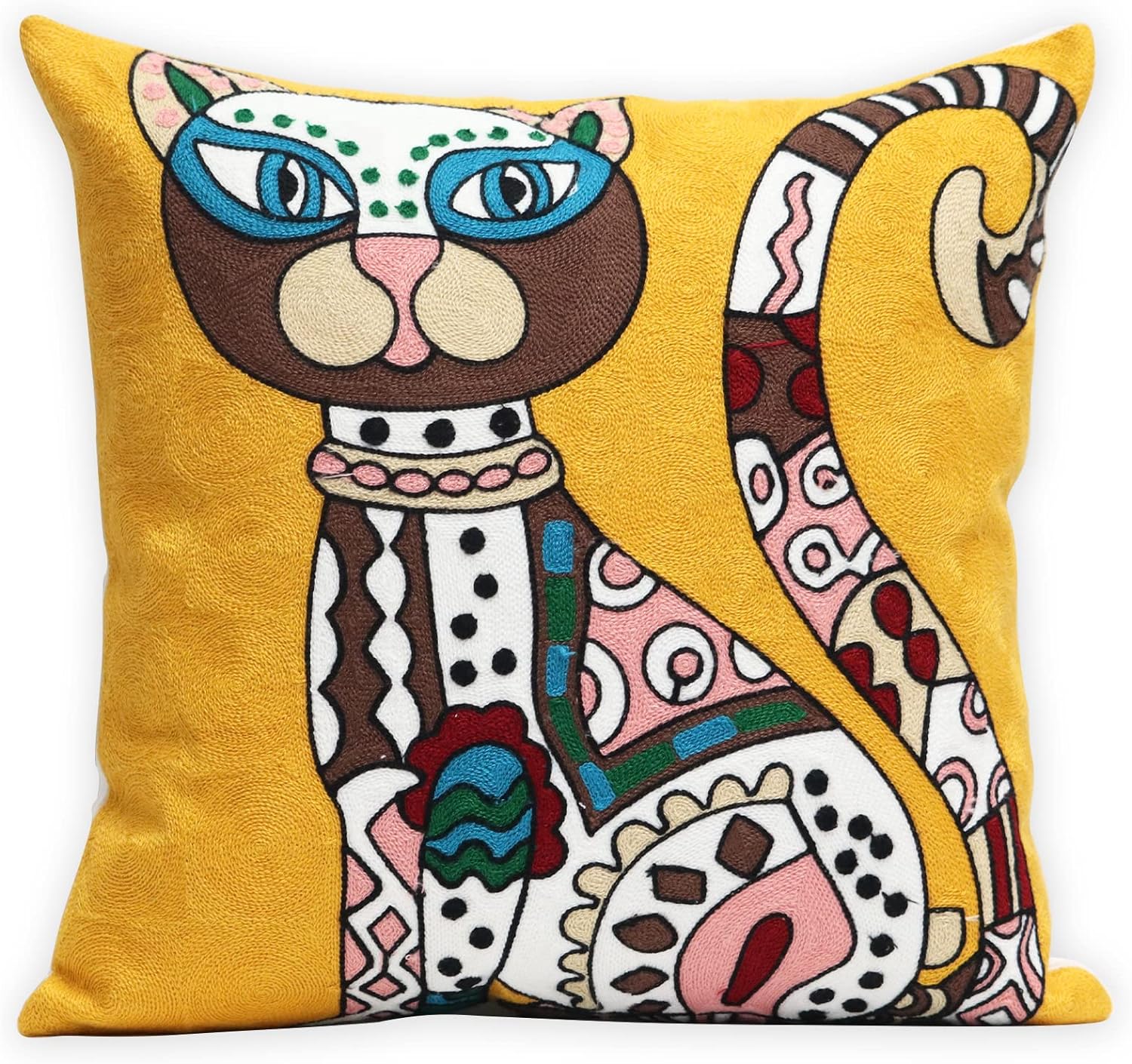 Blue Throw Pillow Cover — 18" — Big Cat