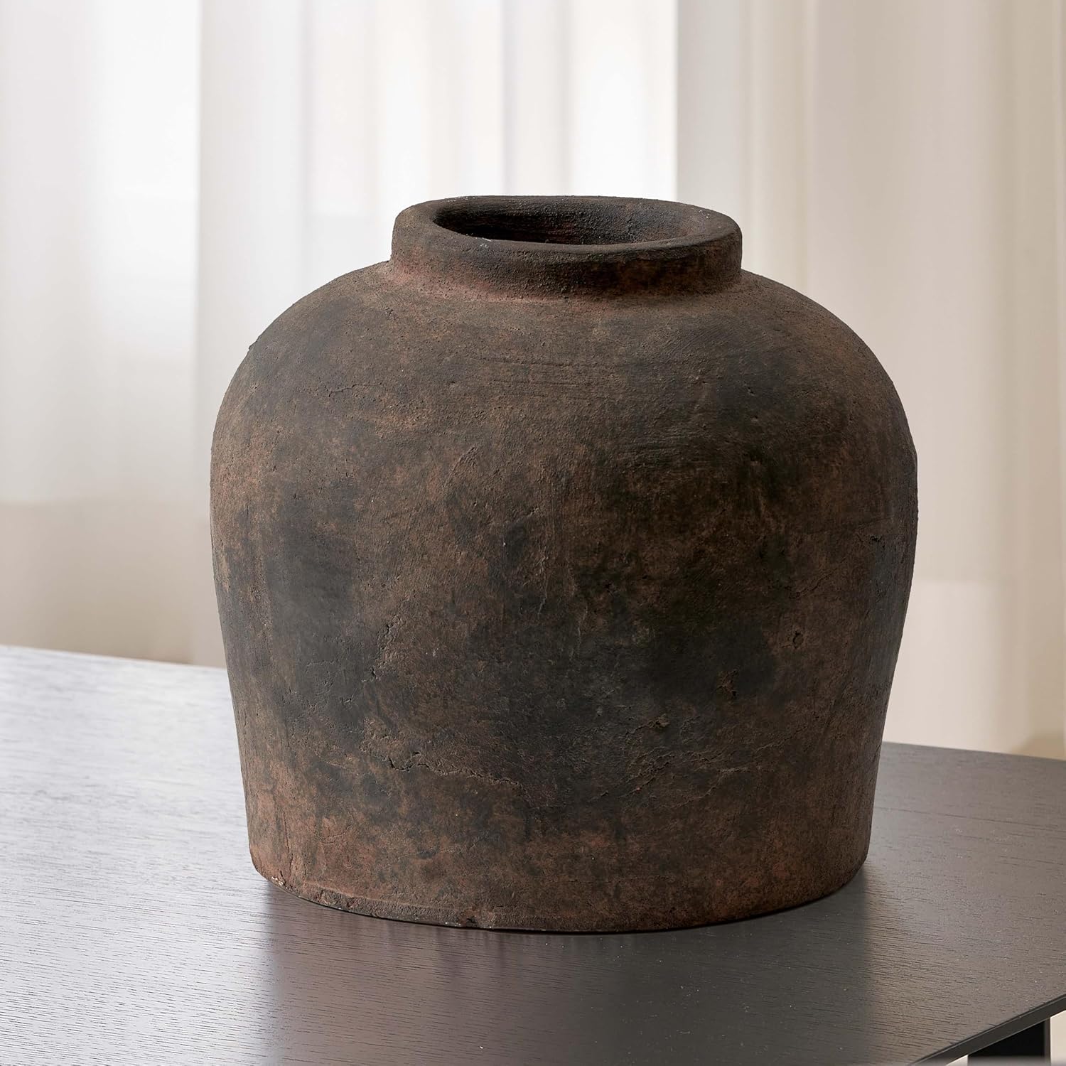 Farmhouse Black Vase — 11.2" — Brown