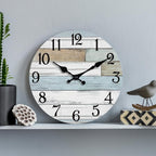 Battery Operated Farmhouse Blue Wall Clock — 14" - View 6