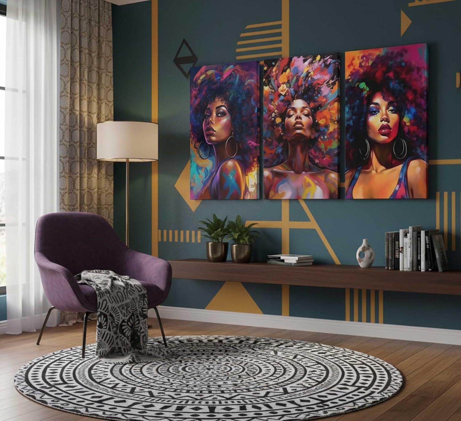 Modern Black Canvas Wall Art — 16x24 - View 3