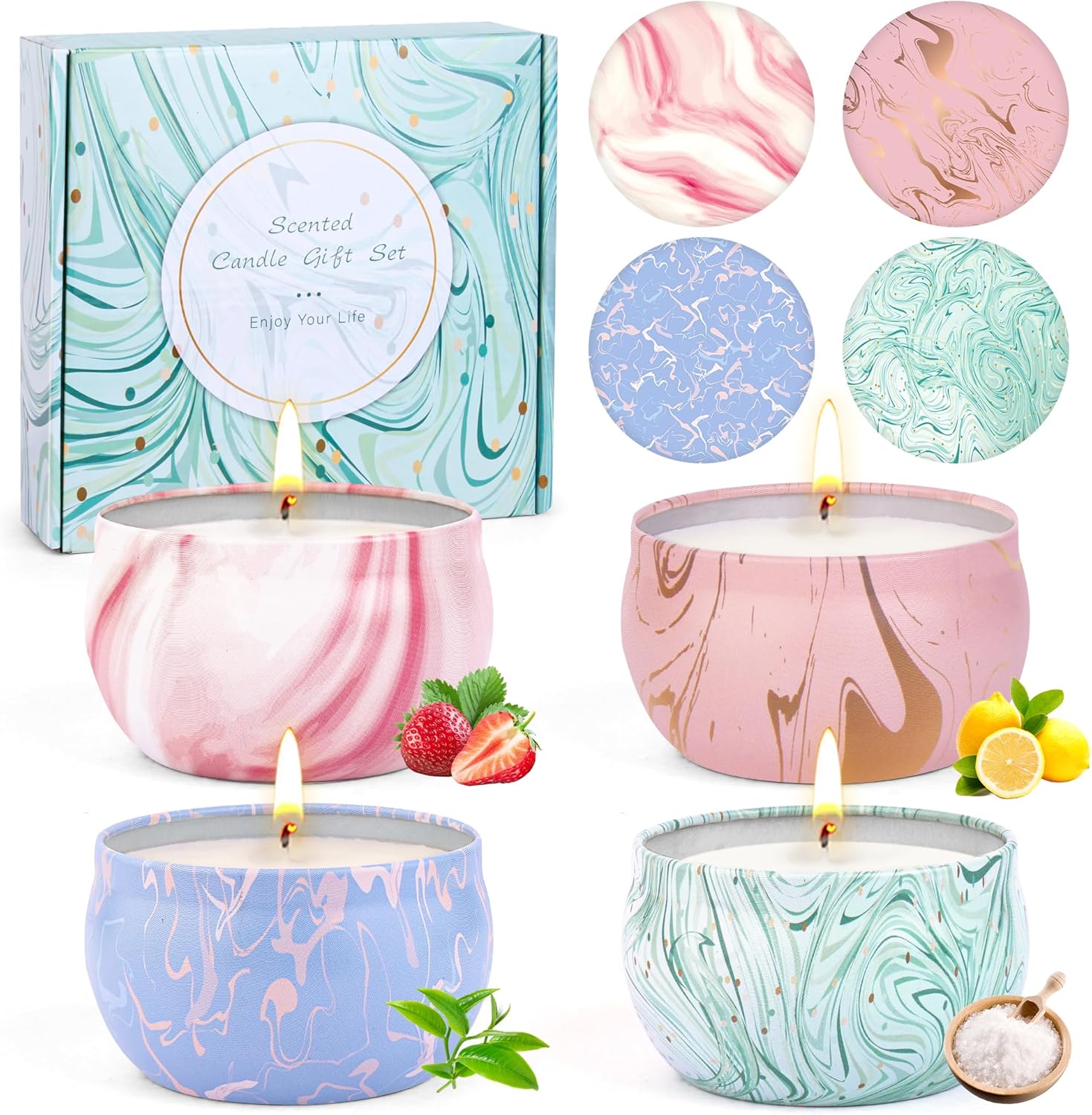 Soy Wax Metal Scented Candle — Set of 4 - View 9