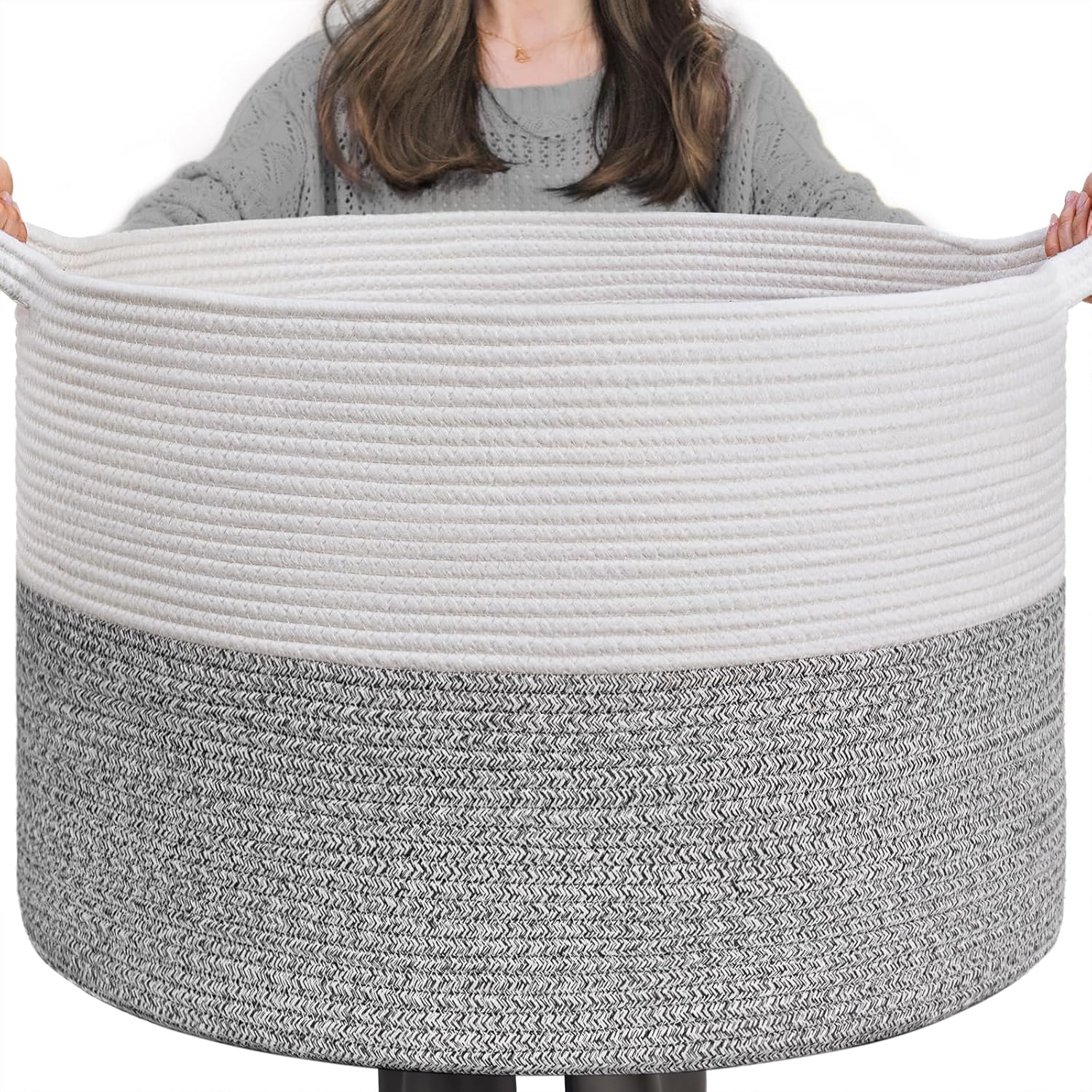 Boho Black Throw Pillow — 21.7" — White & Light Grey