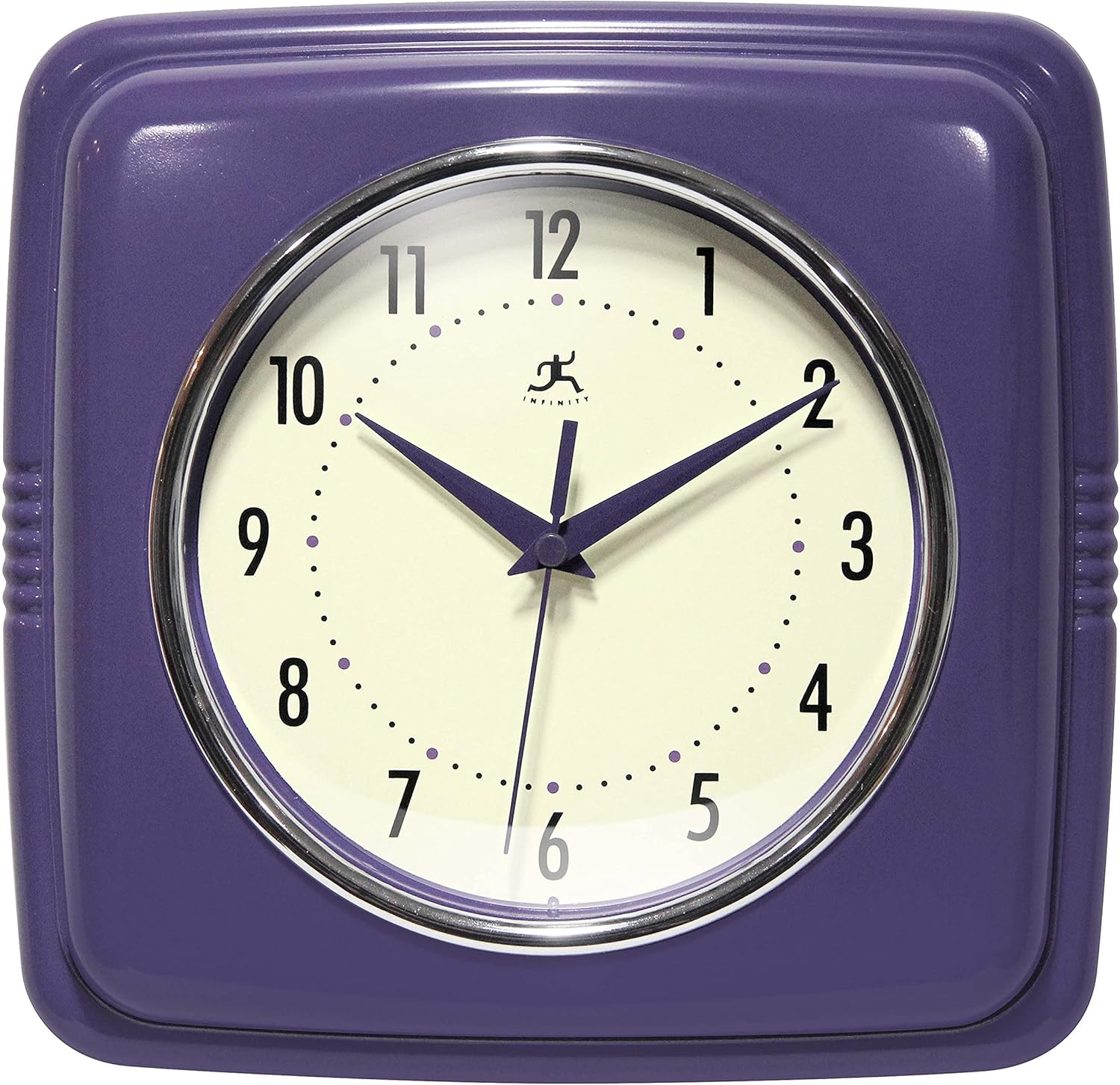 Vintage Mid-Century Beige Wall Clock — 9" — Purple