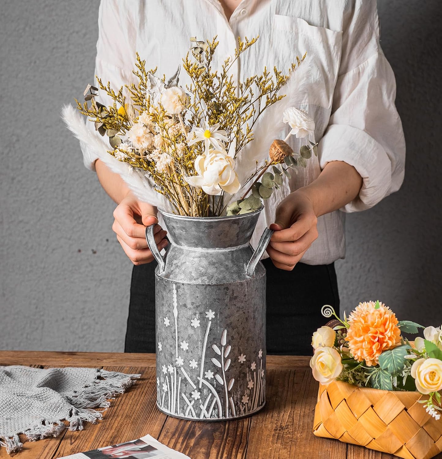 Vintage Farmhouse Metal Vase - View 3