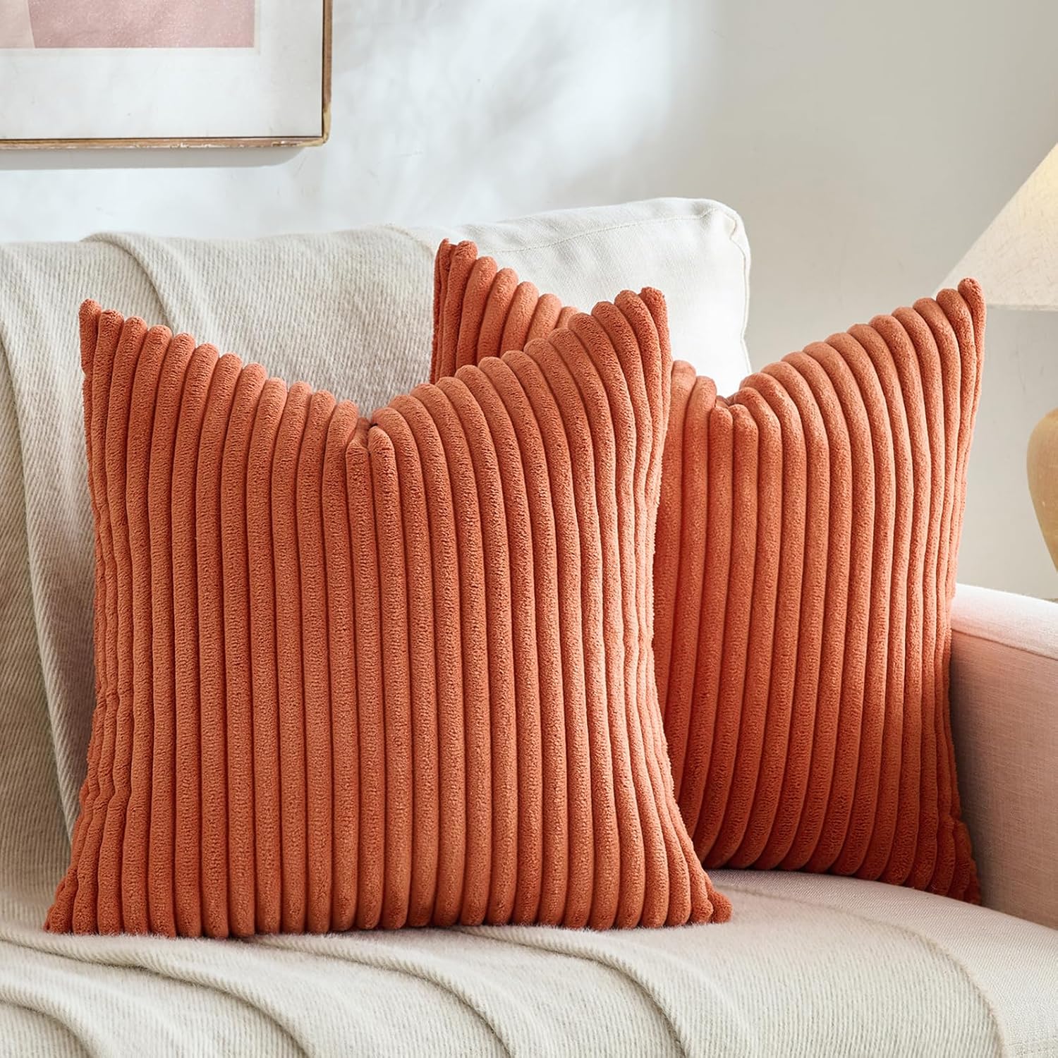 Boho Beige Throw Pillow Cover — 18" — 18" x 18" (Pack of 2)