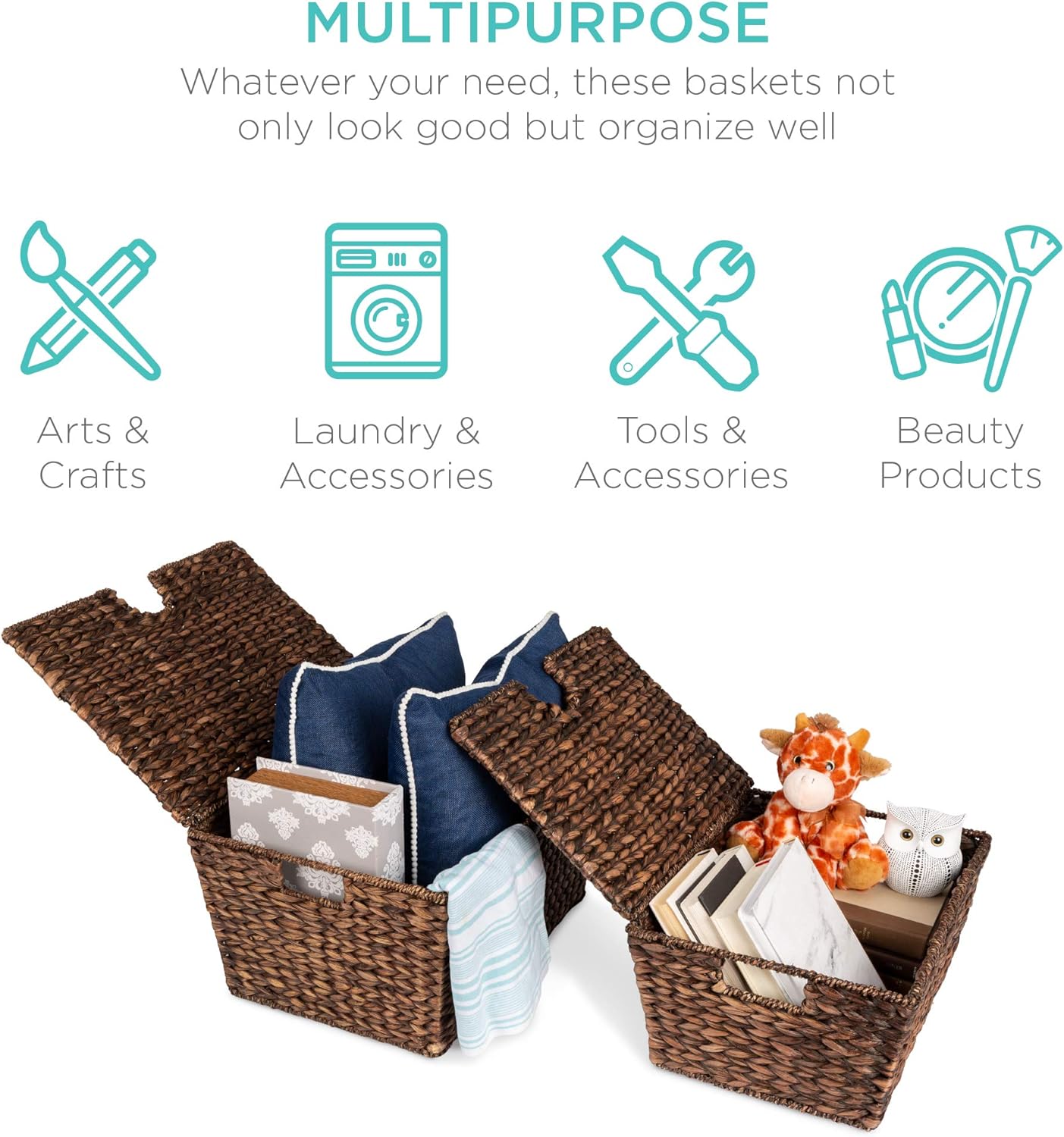 Oversized Boho Rattan Storage Basket — Set of 2 - View 3