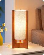 Linen Modern Beige Bedside Lamp — 13.5"