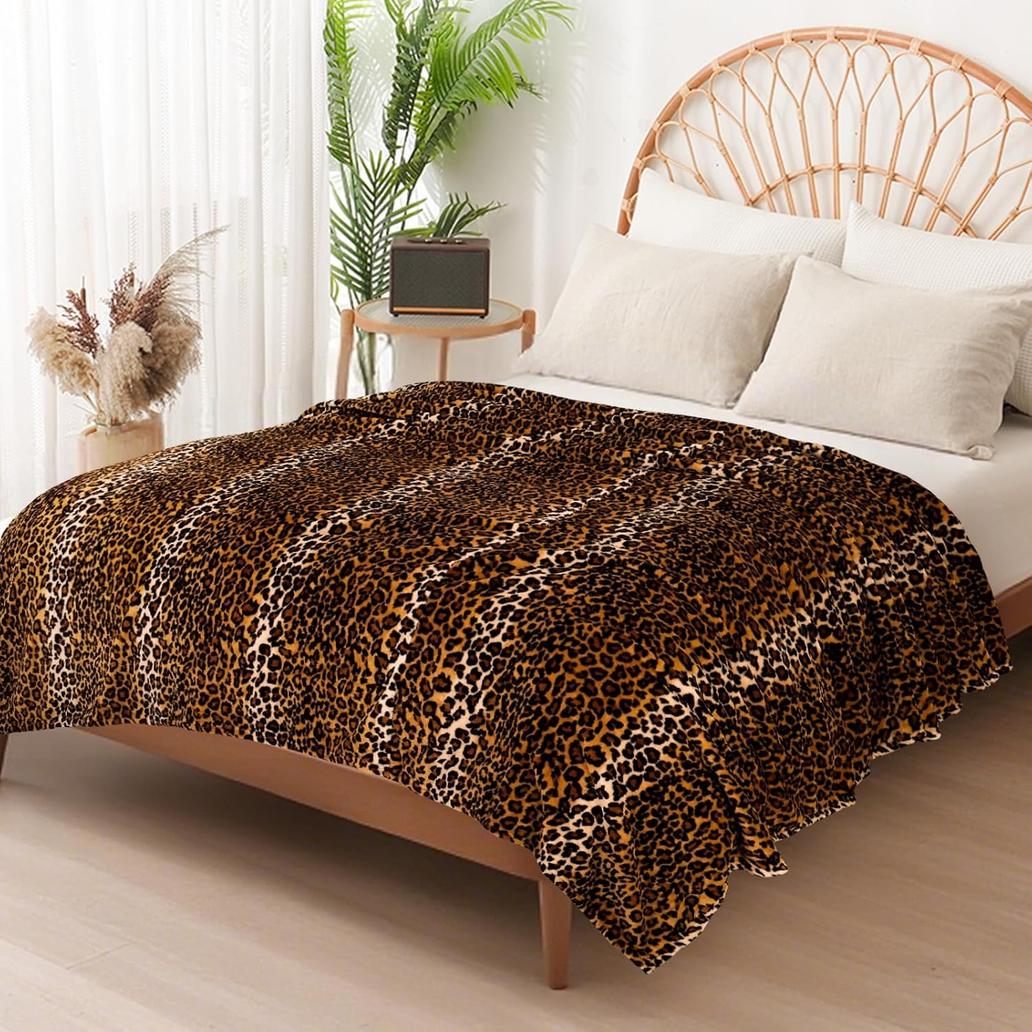 Black Throw Pillow — 60" — Classic Leopard-black and Yellow