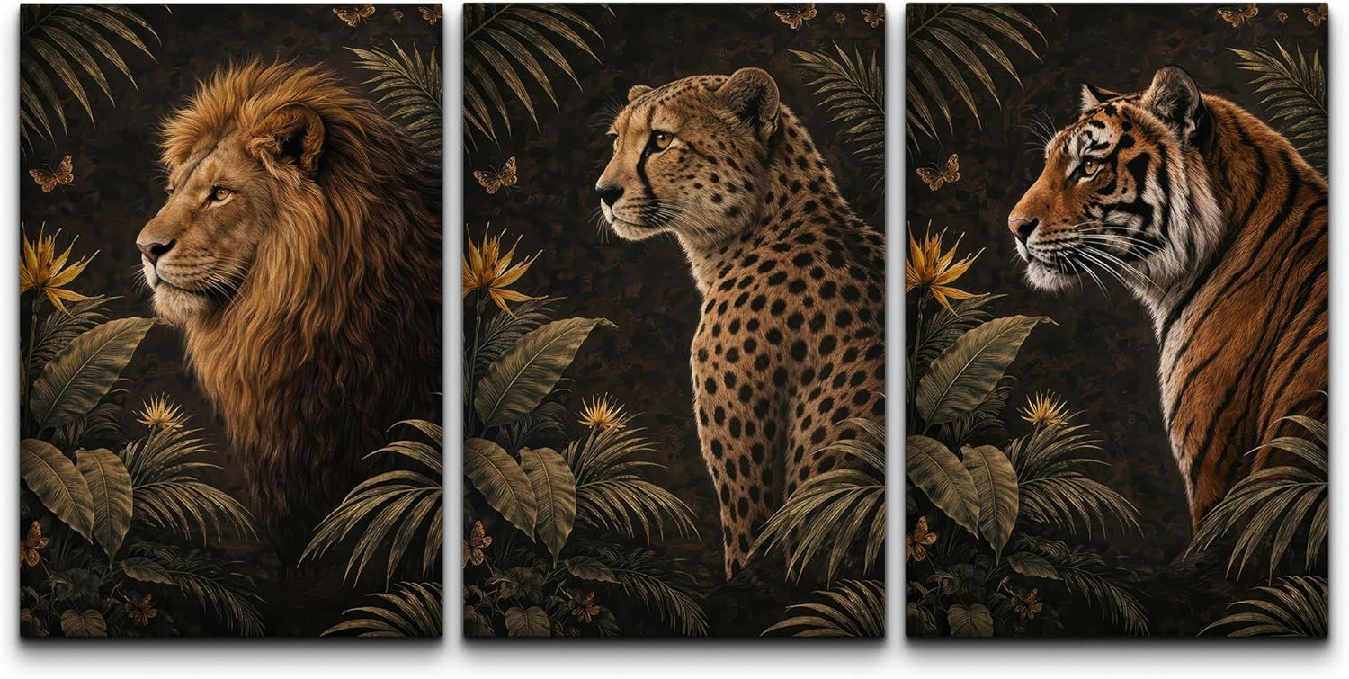 Mid-Century Framed Wall Art — 24" — 24" x 16" x 3 Panels