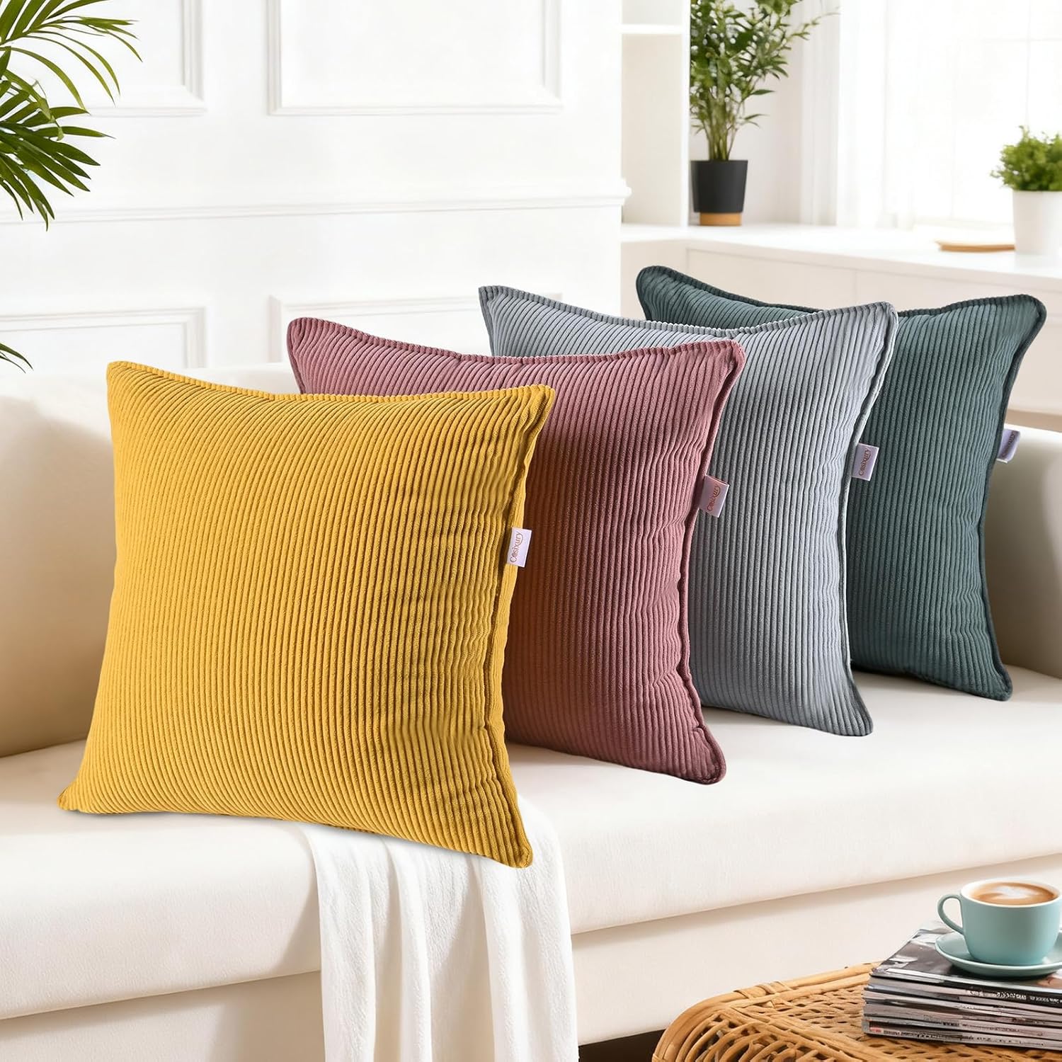 Boho Beige Throw Pillow Cover — 18" — Mixed Colora