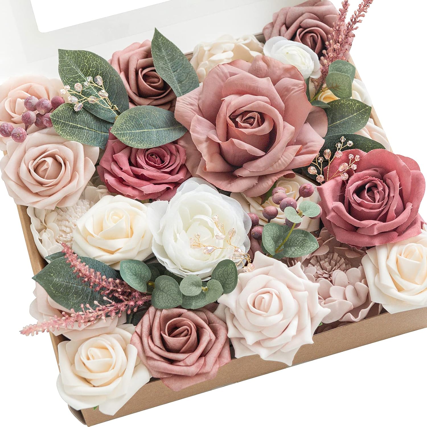 Luxe Beige Artificial Plant — Pk-cinnamon Rose & Ivory