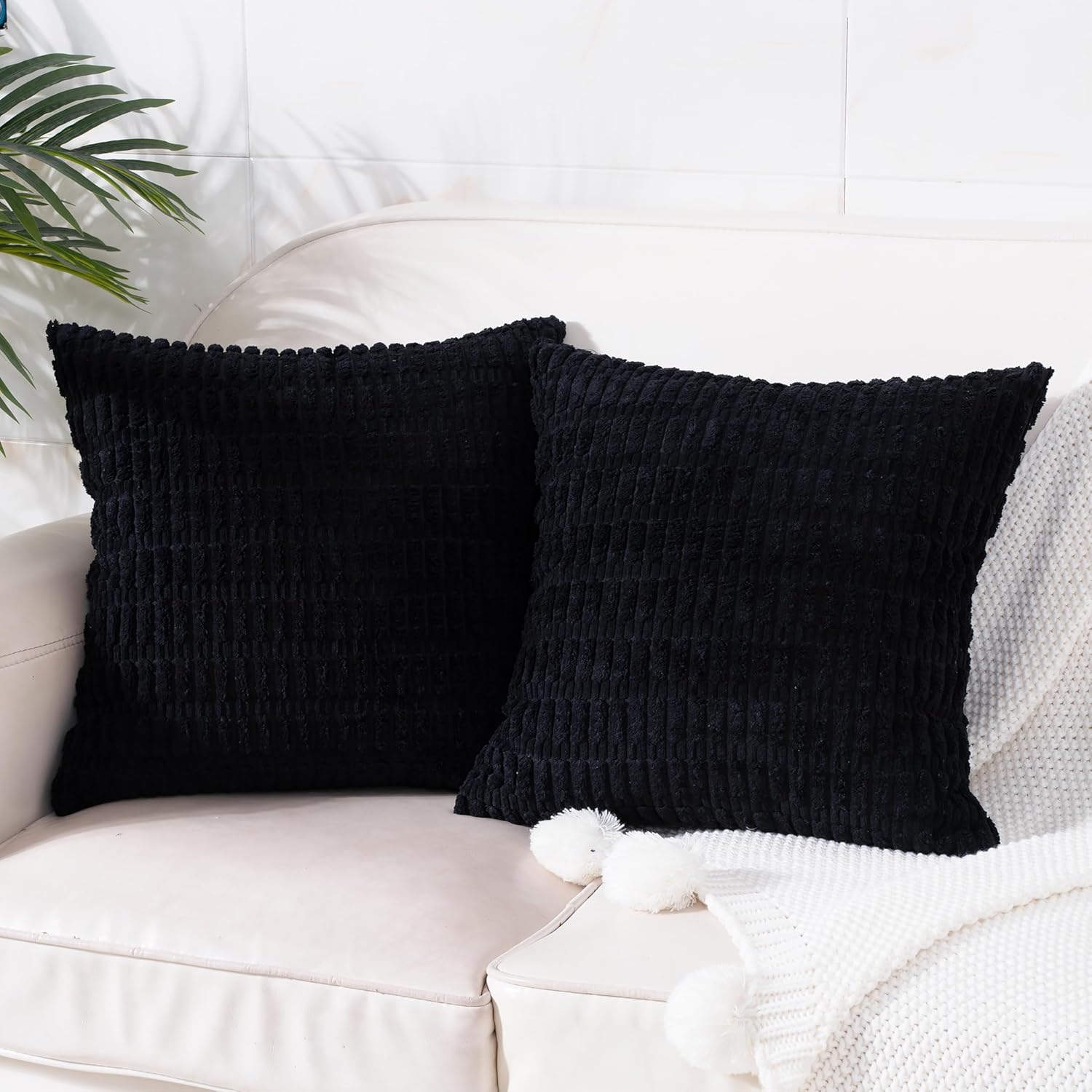 Lumbar Boho Beige Throw Pillow Cover — 20" — 18" x 18" (Pack of 2)