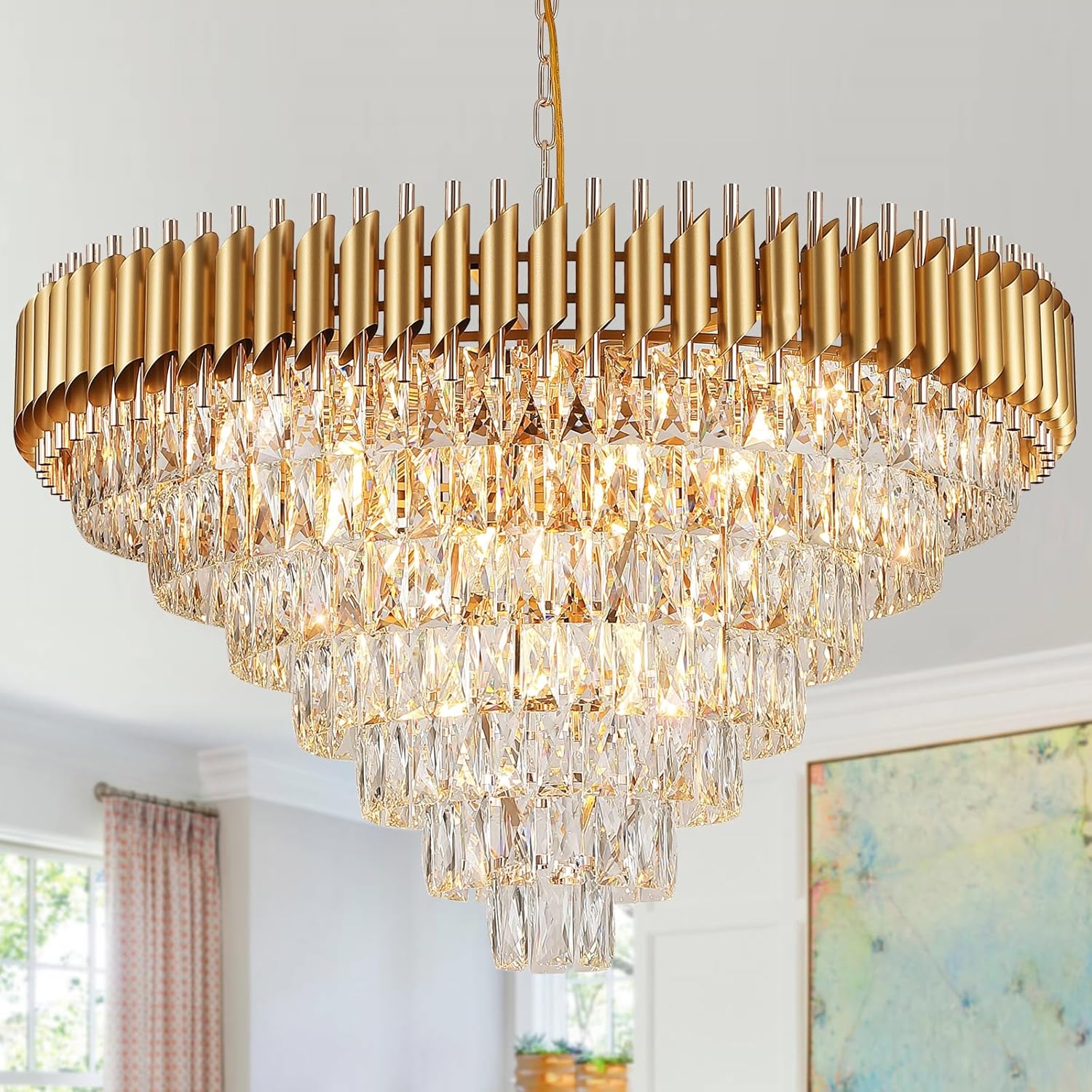 Luxe Black Chandelier — 20" — Gold