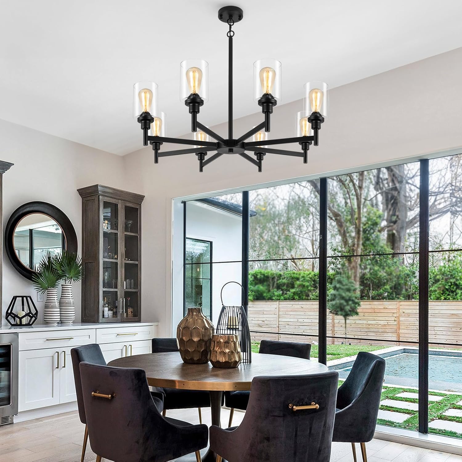 Farmhouse Black Chandelier — 34" - View 8