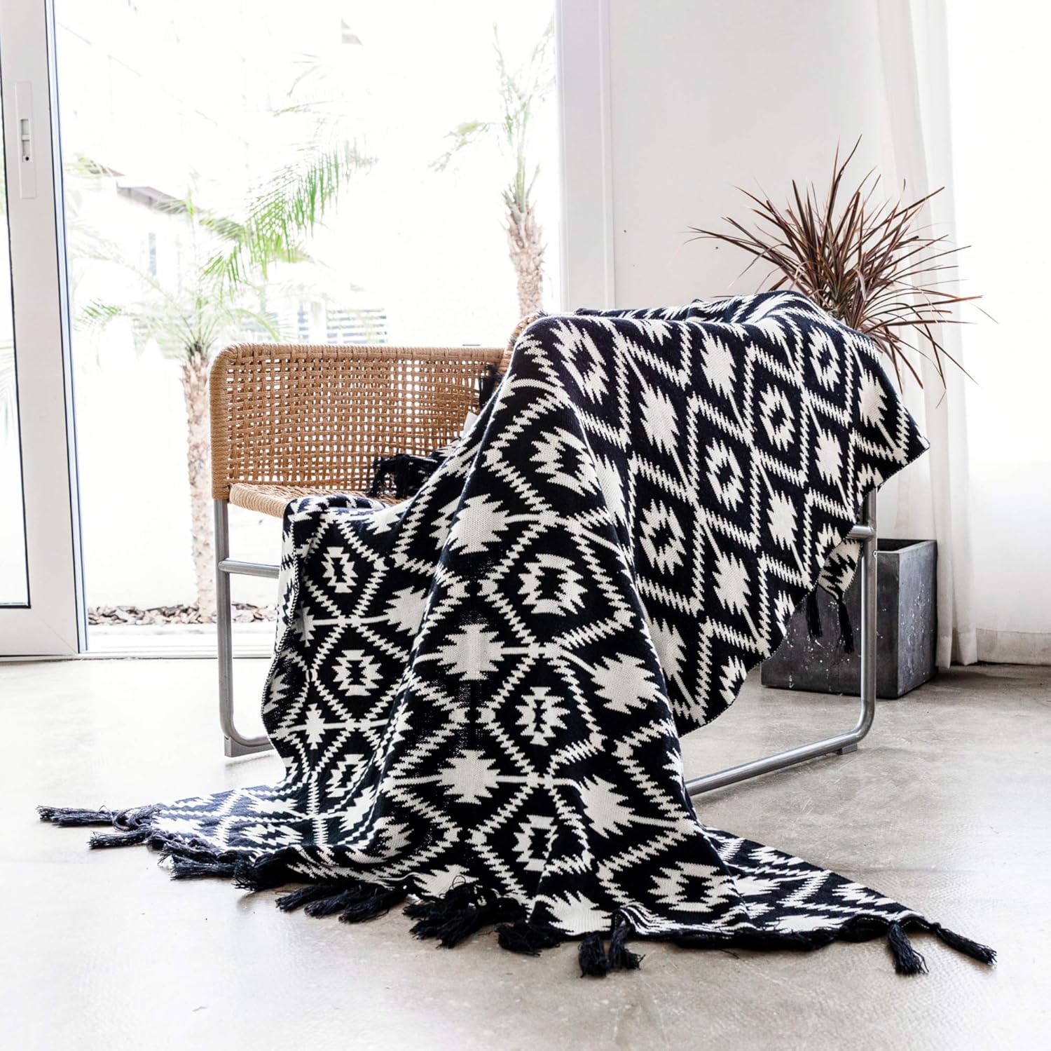 Knit Boho Fabric Throw Pillow — 60" - View 3