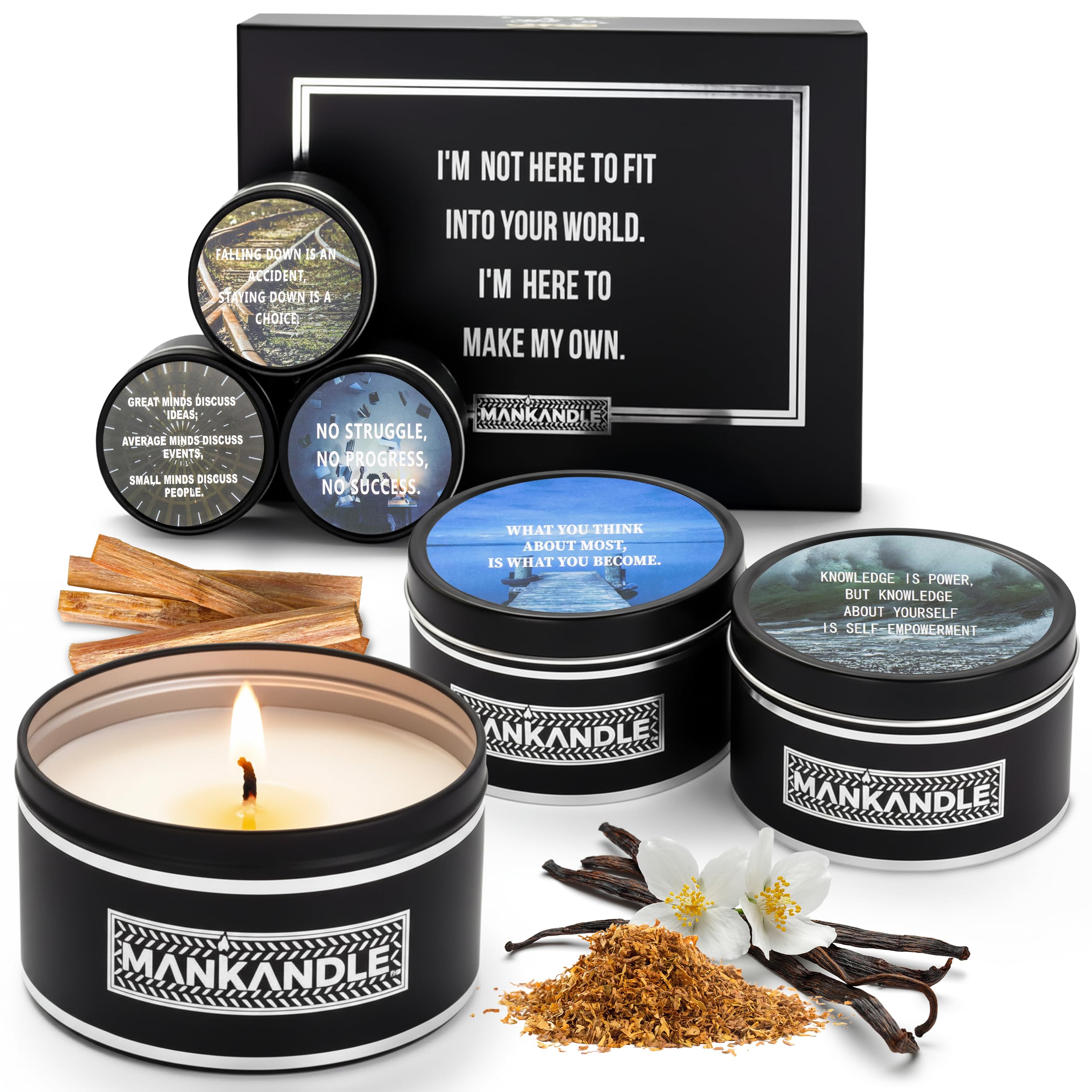 Soy Wax Black Candle Set