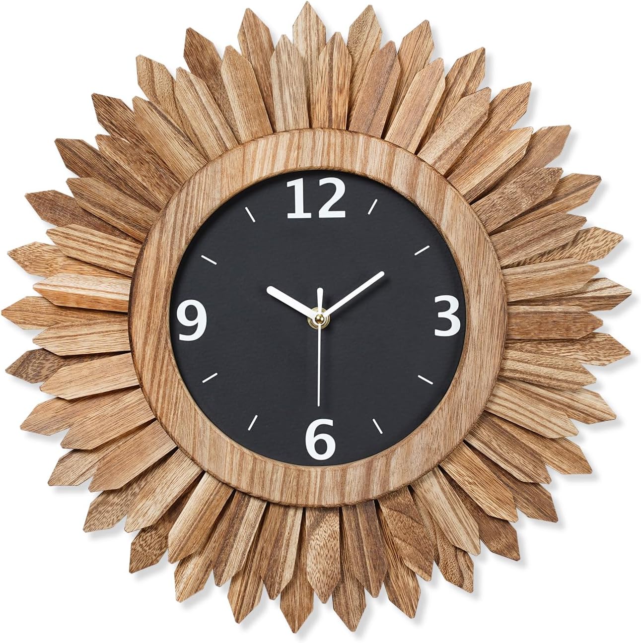 Battery Operated Boho Brown Wall Clock — 21" — Rustic Brown