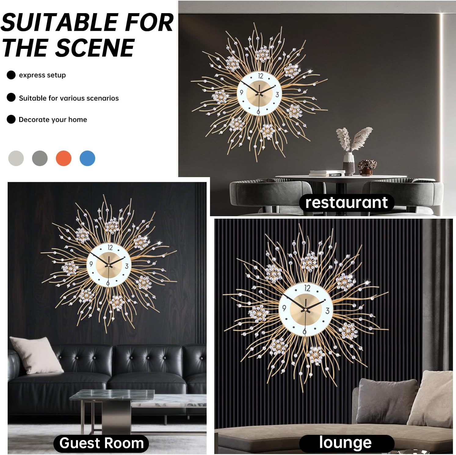 Round Luxe Gold Wall Art — 20" - View 4
