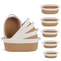 Boho Grey Basket — Set of 5 — Off White & Jute