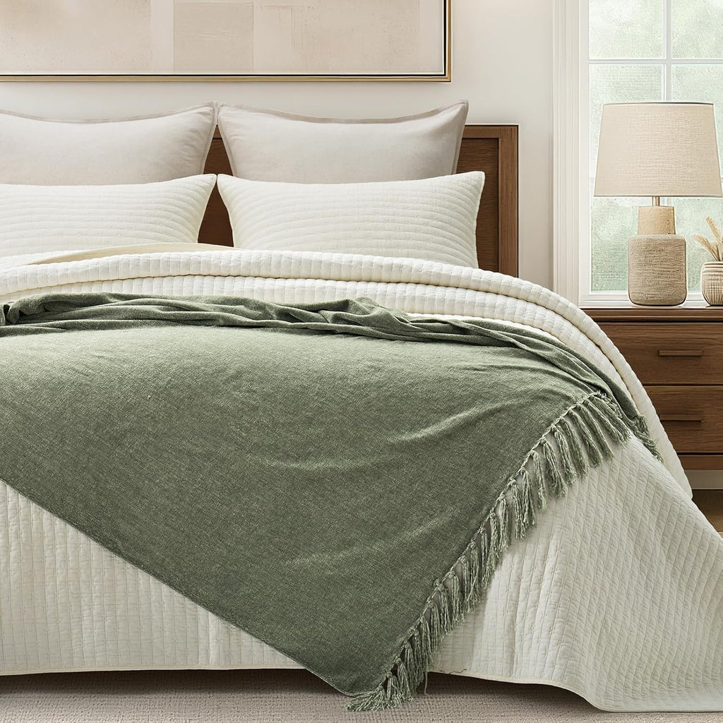 Knit Boho Beige Throw Pillow — 50" - View 6