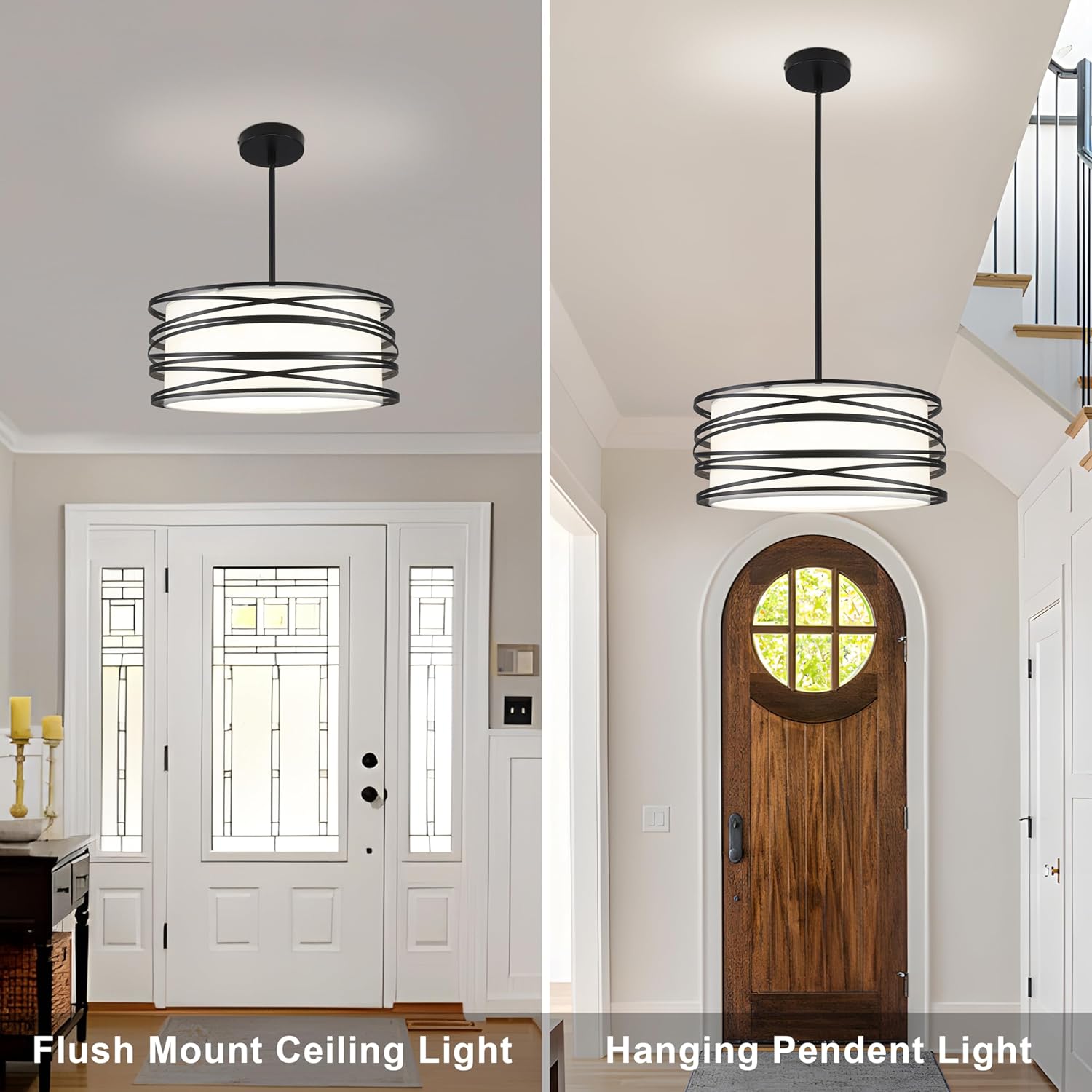 Farmhouse Black Chandelier — 3-Light - View 4