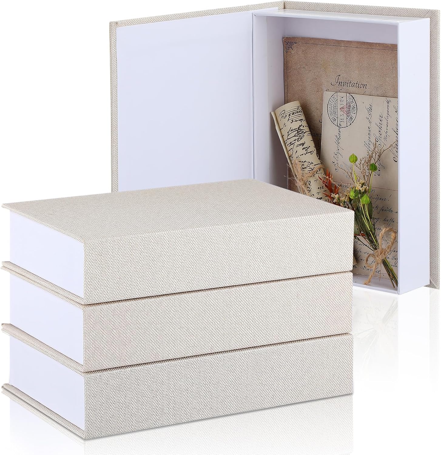 Linen Farmhouse Beige Storage Basket — 8.6 x 6.1 x 1.8 Inch