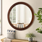 Round Farmhouse Beige Wall Mirror — 24" - View 2
