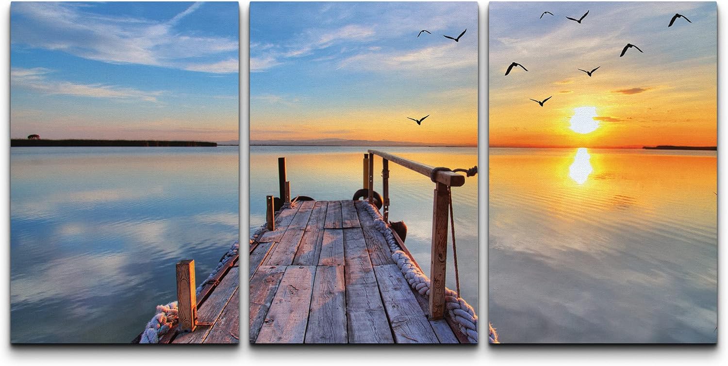 Framed Modern Fabric Wall Art — 16" — 24" x 36" x 3 panels