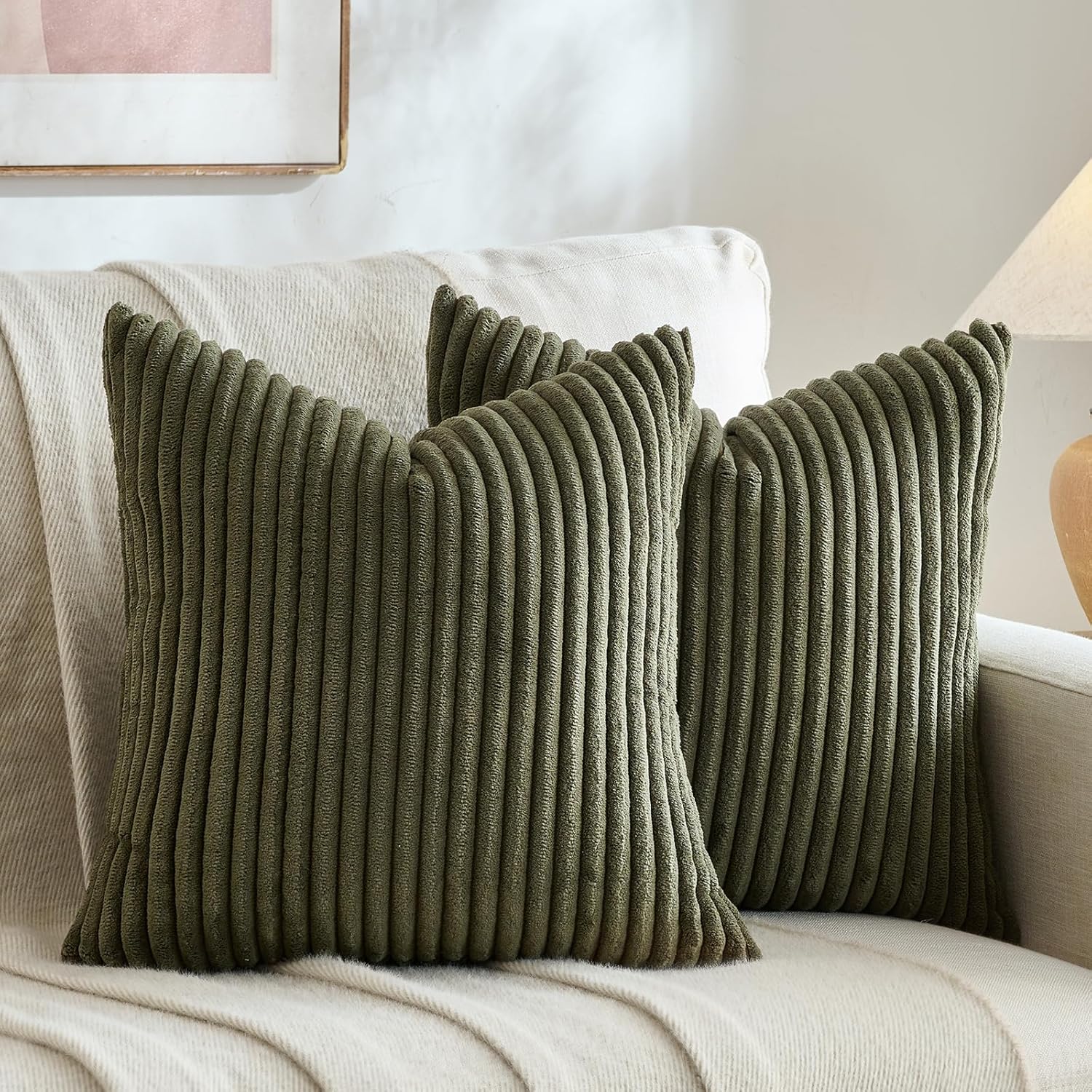 Boho Beige Throw Pillow Cover — 18" — 18" x 18" (Pack of 2)