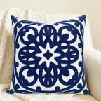 Embroidered Boho Beige Throw Pillow Cover — 18"