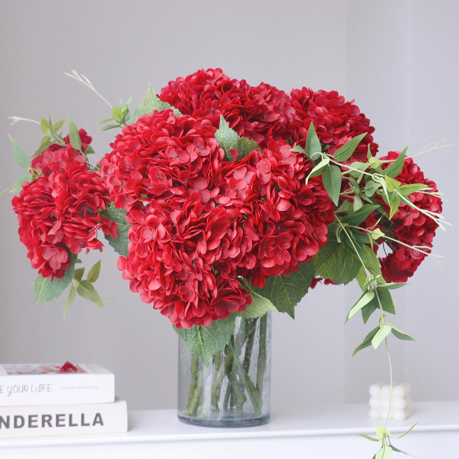 Blue Artificial Flowers — 21" — Red