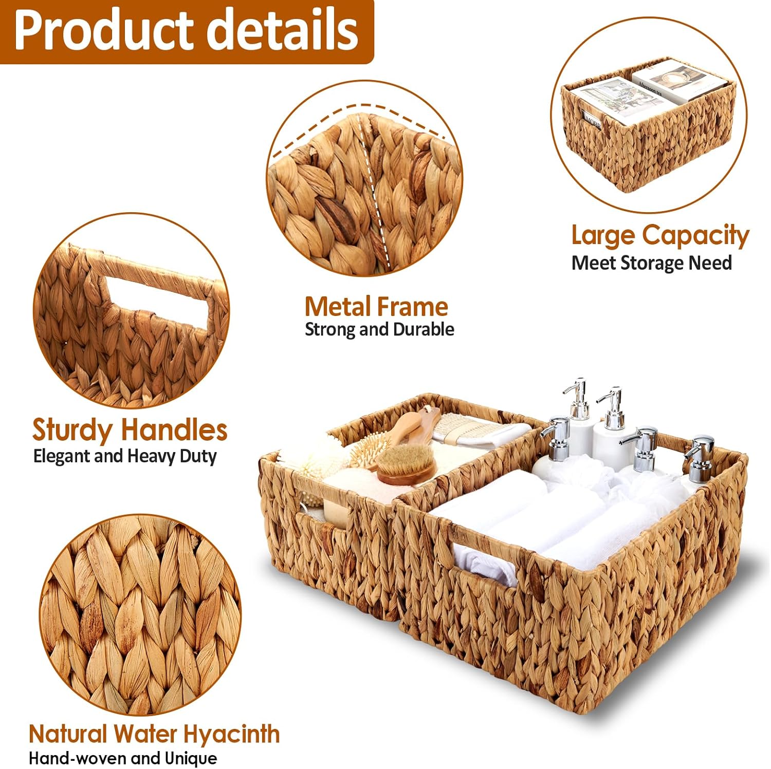 Rectangular Rattan Storage Basket — 15" - View 3