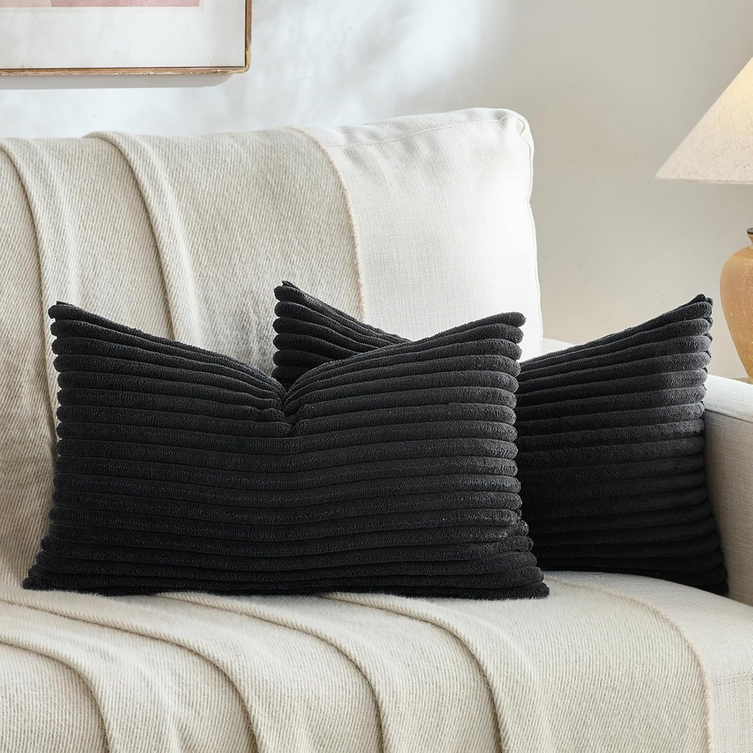 Boho Beige Throw Pillow Cover — 18" — 20" x 12" (Pack of 2)