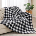 Black Throw Pillow — 50" — Black/White Plaid