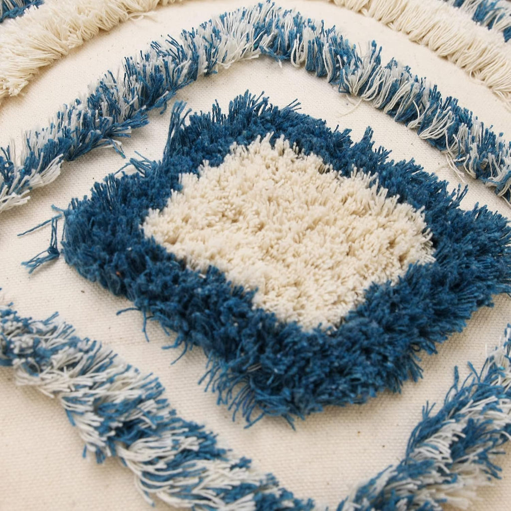 Tufted Boho Blue Throw Pillow Cover — 18" - View 4