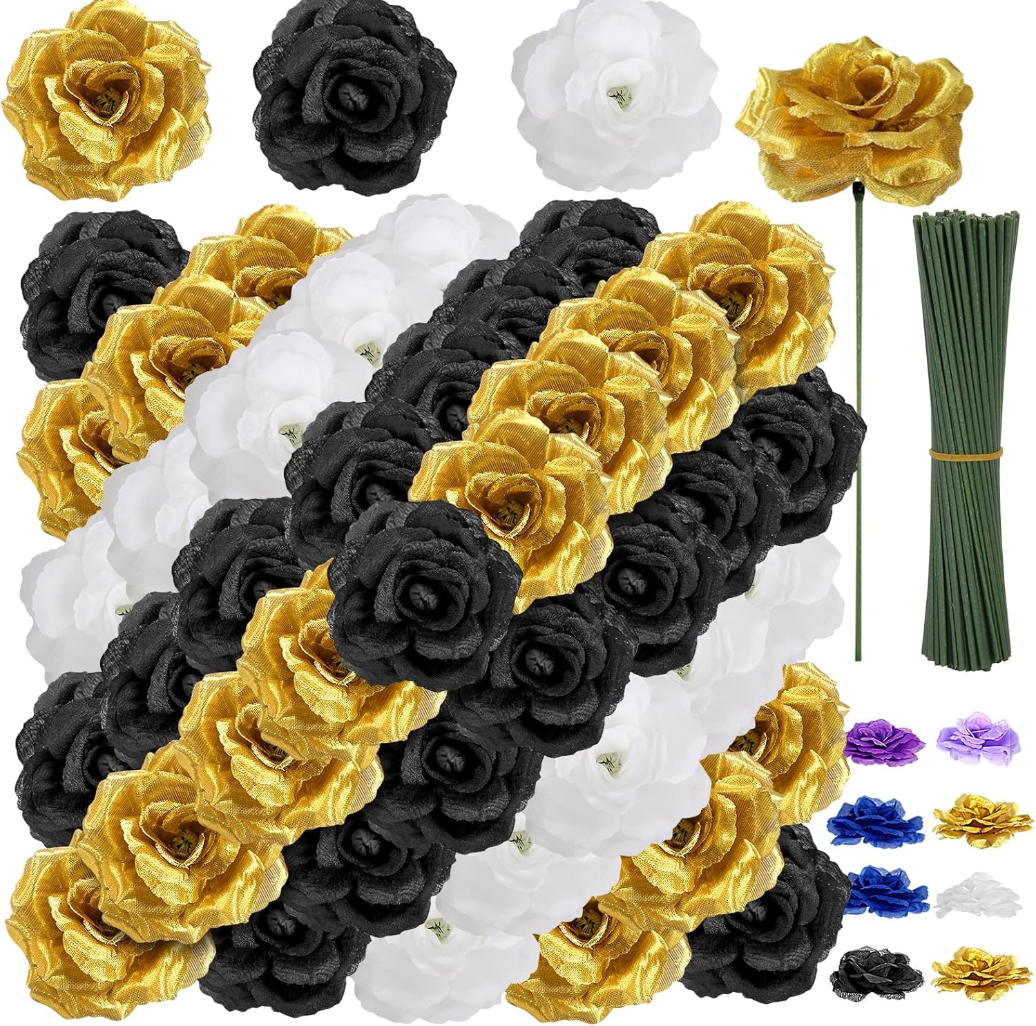 Black Artificial Flowers — White-black-gold